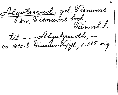 Bild på arkivkortet för arkivposten Algotserud