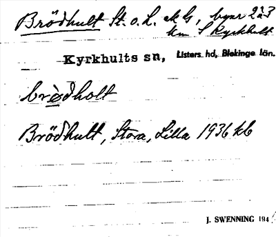 Bild på arkivkortet för arkivposten Brödhult