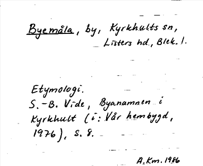 Bild på arkivkortet för arkivposten Byemåla