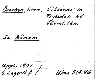 Bild på arkivkortet för arkivposten Överbyn, se Bönom