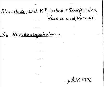 Bild på arkivkortet för arkivposten Alm-skiär, se Allmänningsholmen