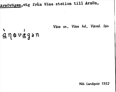 Bild på arkivkortet för arkivposten Arnövägen