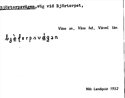 Bild på arkivkortet för arkivposten Björtorpsvägen