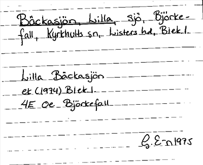 Bild på arkivkortet för arkivposten Bäckasjön, Lilla
