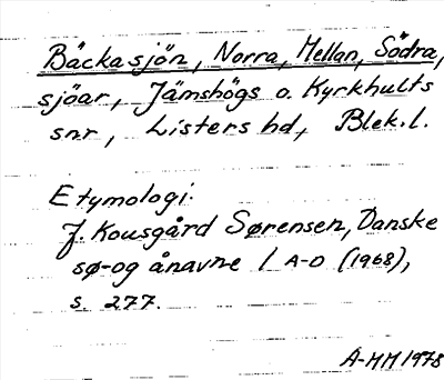 Bild på arkivkortet för arkivposten Bäckasjön, Norra, Mellan, Södra