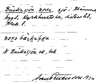 Bild på arkivkortet för arkivposten Bäckasjön, norra