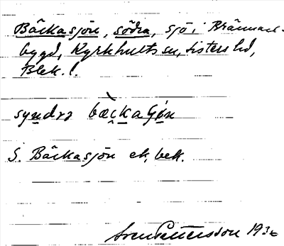 Bild på arkivkortet för arkivposten Bäckasjön, södra