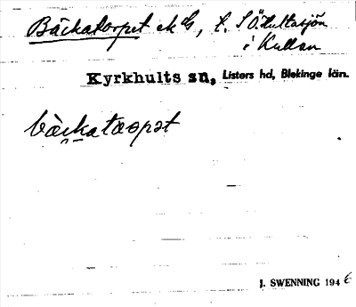 Bild på arkivkortet för arkivposten Bäckatorpet