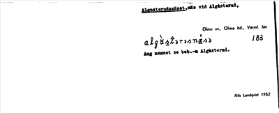 Bild på arkivkortet för arkivposten Algusterudsnäset
