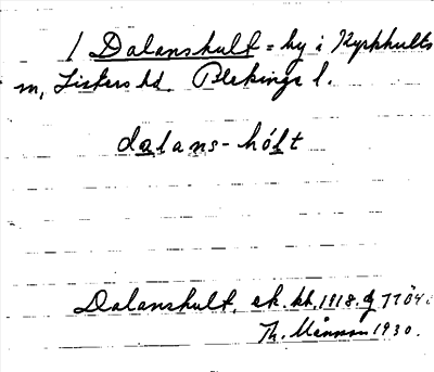 Bild på arkivkortet för arkivposten Dalanshult