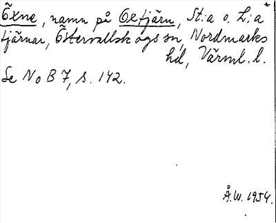 Bild på arkivkortet för arkivposten Öxbe, namn på Oxtjärn