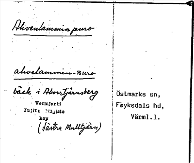 Bild på arkivkortet för arkivposten Ahvenlamminpuro