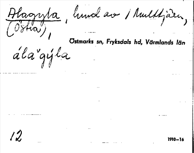 Bild på arkivkortet för arkivposten Alagyla