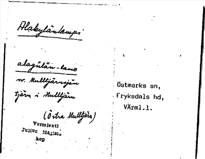 Bild på arkivkortet för arkivposten Alakylänlampi