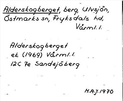 Bild på arkivkortet för arkivposten Alderskogberget