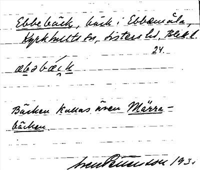 Bild på arkivkortet för arkivposten Ebbebäck