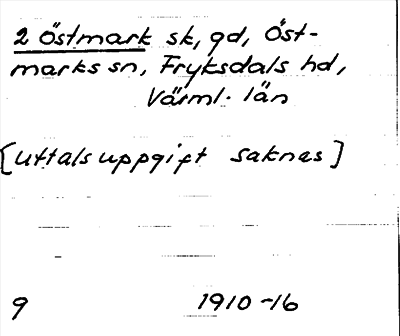 Bild på arkivkortet för arkivposten Östmark