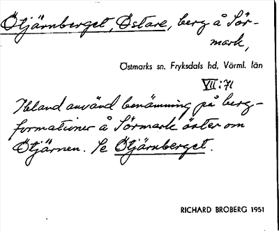 Bild på arkivkortet för arkivposten Ötjärnberget, Östare