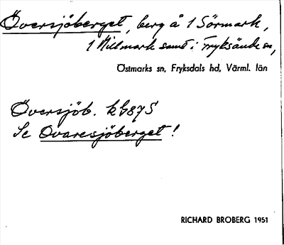 Bild på arkivkortet för arkivposten Översjöberget, se Ovaresjöberget