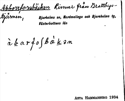 Bild på arkivkortet för arkivposten Abborrforsbäcken