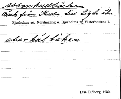 Bild på arkivkortet för arkivposten Abborrkullbäcken