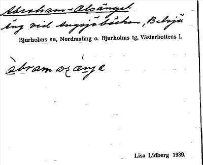 Bild på arkivkortet för arkivposten Abraham-Olsänget