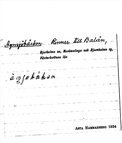 Bild på arkivkortet för arkivposten Agnsjöbäcken