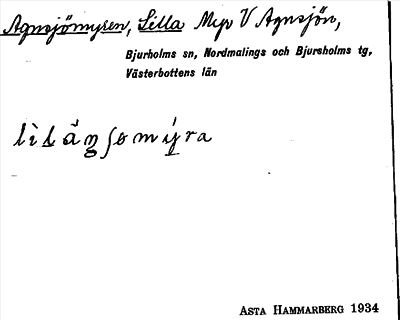 Bild på arkivkortet för arkivposten Agnsjömyran, Lilla