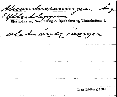 Bild på arkivkortet för arkivposten Alexandersraningen