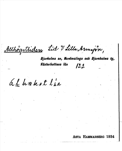 Bild på arkivkortet för arkivposten Allhögstliden