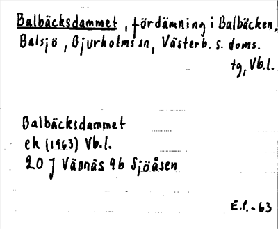 Bild på arkivkortet för arkivposten Balbäcksdammet