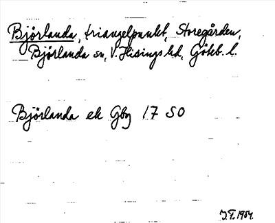 Bild på arkivkortet för arkivposten Björlanda