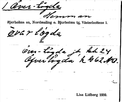 Bild på arkivkortet för arkivposten Över-Lögda