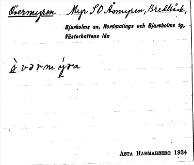Bild på arkivkortet för arkivposten Övermyren