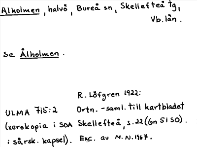 Bild på arkivkortet för arkivposten Alholmen, se Ålholmen