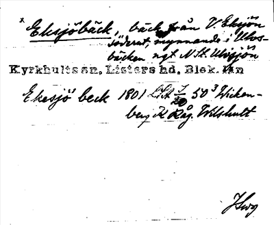 Bild på arkivkortet för arkivposten *Eksjöbäck