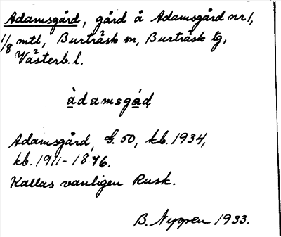 Bild på arkivkortet för arkivposten Adamsgård