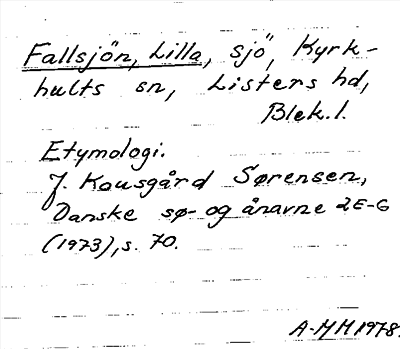 Bild på arkivkortet för arkivposten Fallsjön, Lilla