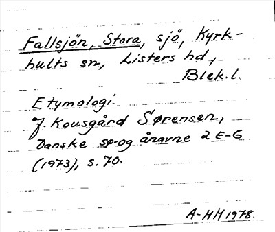 Bild på arkivkortet för arkivposten Fallsjön, Stora