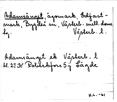 Bild på arkivkortet för arkivposten Adamsänget