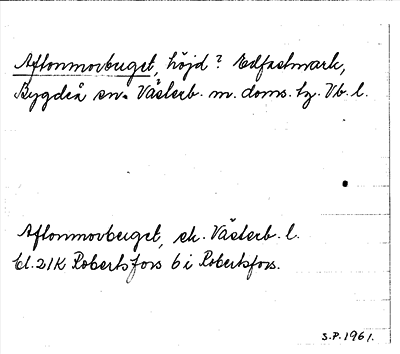 Bild på arkivkortet för arkivposten Aftonmorberget