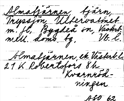 Bild på arkivkortet för arkivposten Almatjärnen