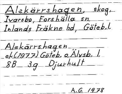 Bild på arkivkortet för arkivposten Alekärrshagen