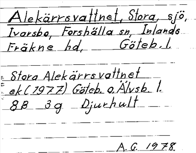 Bild på arkivkortet för arkivposten Alekärrsvattnet, Stora