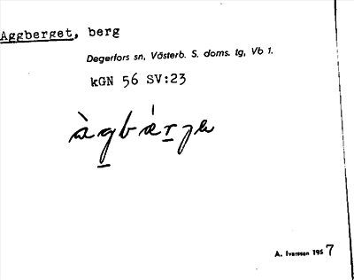 Bild på arkivkortet för arkivposten Aggberget