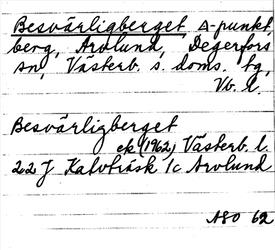 Bild på arkivkortet för arkivposten Besvärligberget