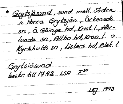 Bild på arkivkortet för arkivposten *Grytsjösund