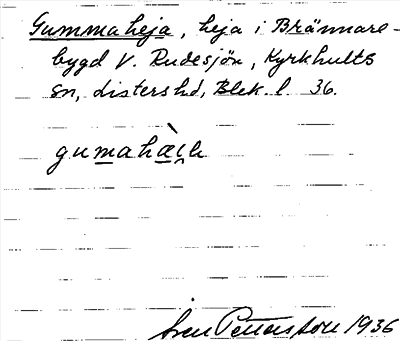 Bild på arkivkortet för arkivposten Gummaheja