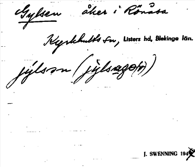 Bild på arkivkortet för arkivposten Gylsen