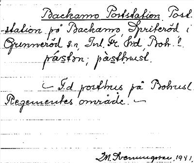 Bild på arkivkortet för arkivposten Backamo Poststation